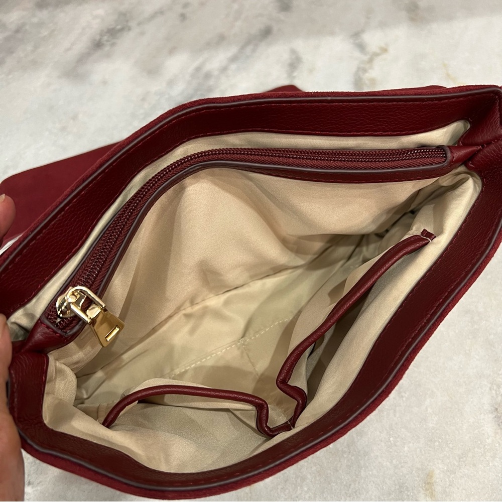 INC International Concepts Burgundy Velvet Ajae Quilted Crossbody/Should… - Picture 7 of 16